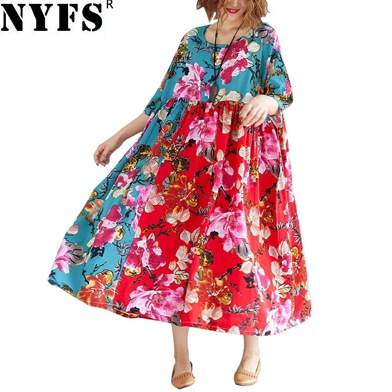 2019 New Summer dress Literary Vintage National Wind Literature Long Dress Printing Loose Women Dress Vestidos Robe Elbise
2019 New Summer dress Literary Vintage National Wind Literature Long Dress Printing Loose Women Dress Vestidos Robe Elbise
