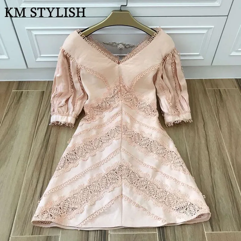Australia 2019 Spring and Summer Holiday Custom Puff Sleeve Water Soluble Lace Cotton and Linen V neck Dress Pink , White color
Australia 2019 Spring and Summer Holiday Custom Puff Sleeve Water Soluble Lace Cotton and Linen V neck Dress Pink , White color