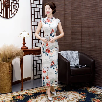 Print Floral Elegant Lady Chinese Evening Dress Gown Oversize 3XL 4XL Stage Show Retro Cheongsam Sexy High Split Summer Qipao 
Print Floral Elegant Lady Chinese Evening Dress Gown Oversize 3XL 4XL Stage Show Retro Cheongsam Sexy High Split Summer Qipao