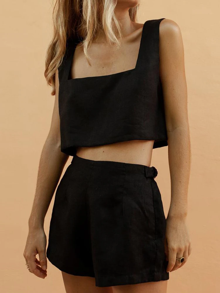 Sumemer Sexy Two Piece Set Women's Suits 2019 Square Collar Vest Tops and Sashes Shorts Solid Casual Tracksuit 2 Piece Sets
Sumemer Sexy Two Piece Set Women's Suits 2019 Square Collar Vest Tops and Sashes Shorts Solid Casual Tracksuit 2 Piece Sets