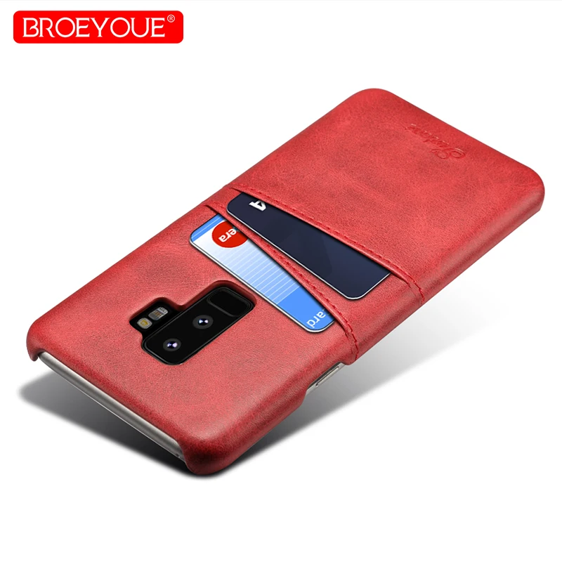 Красный чехол для samsung S9 плюс S8 кожаный защитный держатель карт Galaxy примечание 8 9