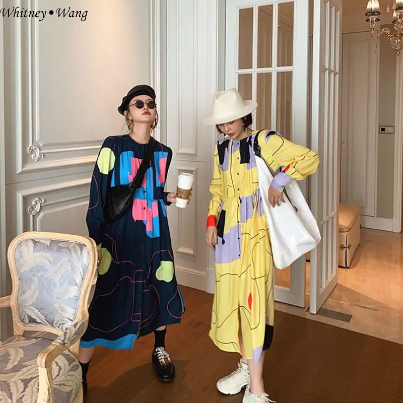 WHITNEY WANG 2019 Spring Summer Fashion Streetwear Vintage Style Colors Contrast Printed Dress Women Casual Spring Dress
WHITNEY WANG 2019 Spring Summer Fashion Streetwear Vintage Style Colors Contrast Printed Dress Women Casual Spring Dress