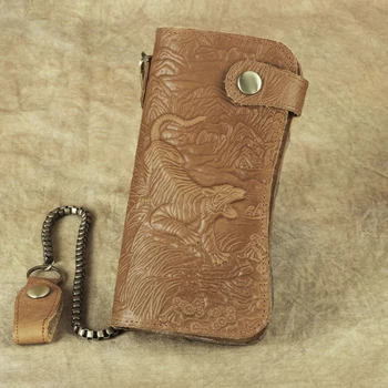 Genuine leather retro men Emboss dragon and tiger long wallet Iron Chain Anti-theft Purse Clutch Handbag high quality assurance
Genuine leather retro men Emboss dragon and tiger long wallet Iron Chain Anti-theft Purse Clutch Handbag high quality assurance