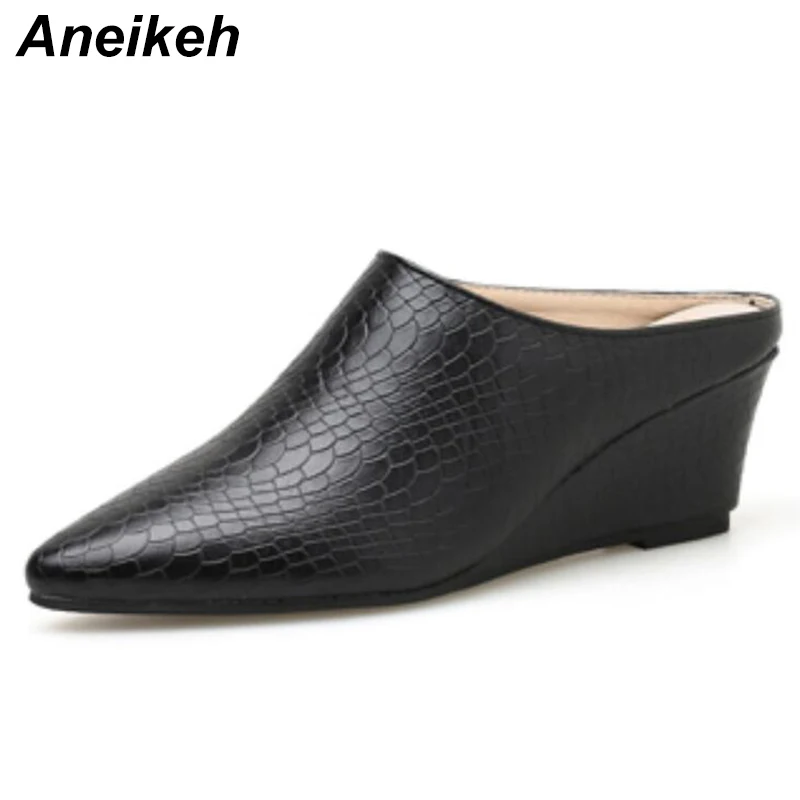 Aneikeh 2019 New Fashion Sexy Spring/Autumn PU Shallow Wedges Hight Heel Simple Solid Woman Slippers Wear For Outside Size 4-9
Aneikeh 2019 New Fashion Sexy Spring/Autumn PU Shallow Wedges Hight Heel Simple Solid Woman Slippers Wear For Outside Size 4-9