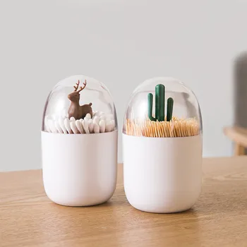 

Antler Cactus Rabbit shaped Makeup organizer Cosmetic Storage Box ABS+PS Bathroom Cotton Swab Makeup Organizer Toothpick Holder