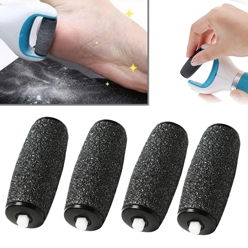 Mayitr 4pcs Extra Coarse Replacement Refill Roller Head Dark Gray For Electric Pedicure Foot File Tools