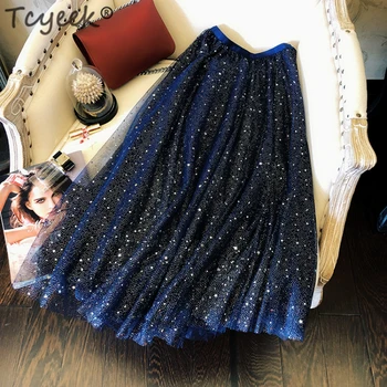 Tcyeek Summer Skirt Faldas Mujer Moda 2019 Korean Mesh Polka Dot Long Skirt Elegant Ladies Skirts Womens High Waist Saia LW769
Tcyeek Summer Skirt Faldas Mujer Moda 2019 Korean Mesh Polka Dot Long Skirt Elegant Ladies Skirts Womens High Waist Saia LW769