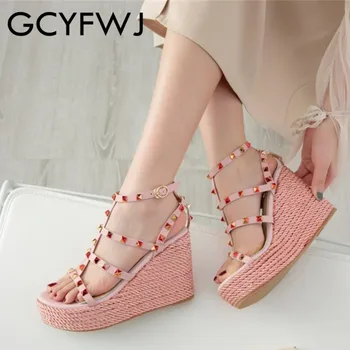 GCYFWJ Female Ethnic Style Weaving Women's Sandals Bohemian Rivet Fashion Wedges Shoes Summer High Platform Beach Women's Shoes
GCYFWJ Female Ethnic Style Weaving Women's Sandals Bohemian Rivet Fashion Wedges Shoes Summer High Platform Beach Women's Shoes