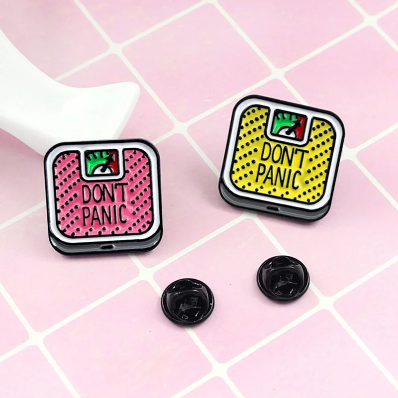 Cartoon Don't Panic Pins Pink Yellow Body Weighing Scale Brooches Kawaii Badges Fitness Motivation Cute Jewelry
Cartoon Don't Panic Pins Pink Yellow Body Weighing Scale Brooches Kawaii Badges Fitness Motivation Cute Jewelry