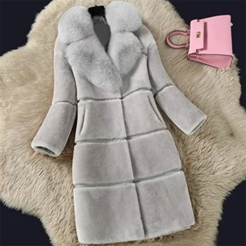 Sheep Shearing Autumn and Winter Simulation Fur Overcoat Coat Jacket Fashion Imitation Fox Big Fur Collar Long Women's Fur Coat
Sheep Shearing Autumn and Winter Simulation Fur Overcoat Coat Jacket Fashion Imitation Fox Big Fur Collar Long Women's Fur Coat