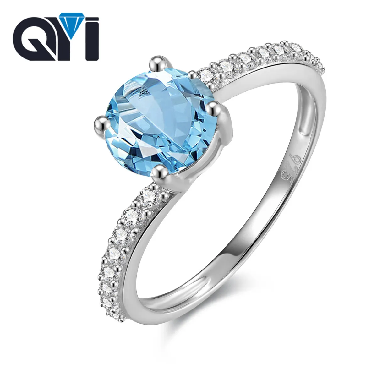 QYI 925 Sterling Silver Jewelry Natural Sky Blue Topaz Rings For Women 1.25 ct Round Cut Gemstone Engagement ring Fine Jewelry
QYI 925 Sterling Silver Jewelry Natural Sky Blue Topaz Rings For Women 1.25 ct Round Cut Gemstone Engagement ring Fine Jewelry