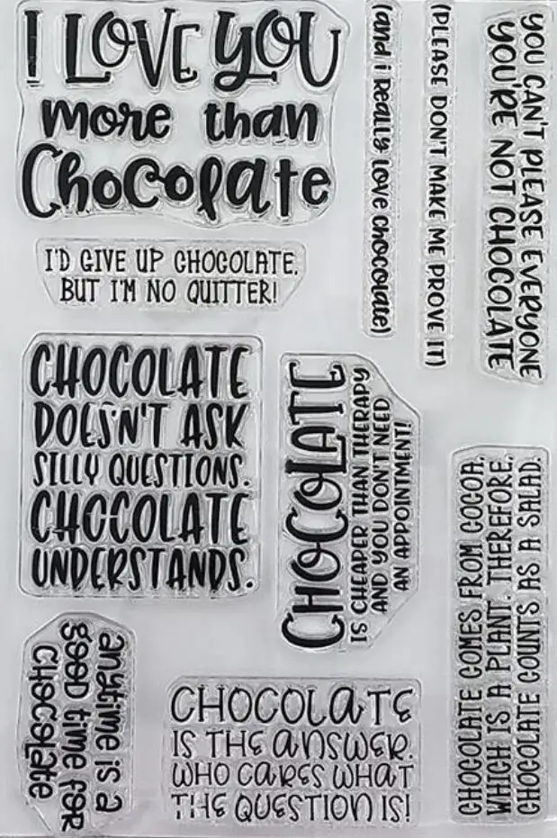 I Love Chocolate Sentiment Transparent Clear Silicone Stamp/Seal for DIY scrapbooking/photo album Decorative clear stamp A0312
I Love Chocolate Sentiment Transparent Clear Silicone Stamp/Seal for DIY scrapbooking/photo album Decorative clear stamp A0312