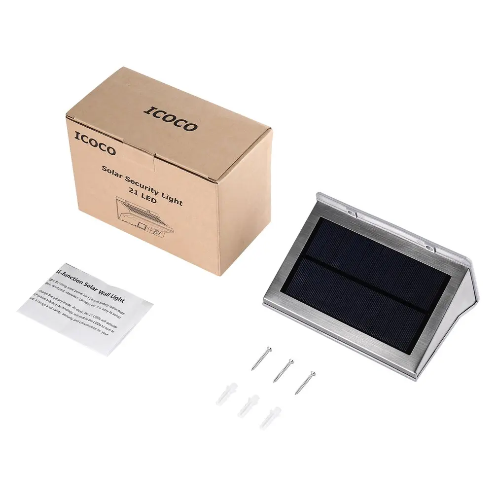 ICOCO 21 LED 330LM Motion Sensor Built-in Battery Energy Saving Long Life Multi-function Activated Solar Security Wall Light
ICOCO 21 LED 330LM Motion Sensor Built-in Battery Energy Saving Long Life Multi-function Activated Solar Security Wall Light