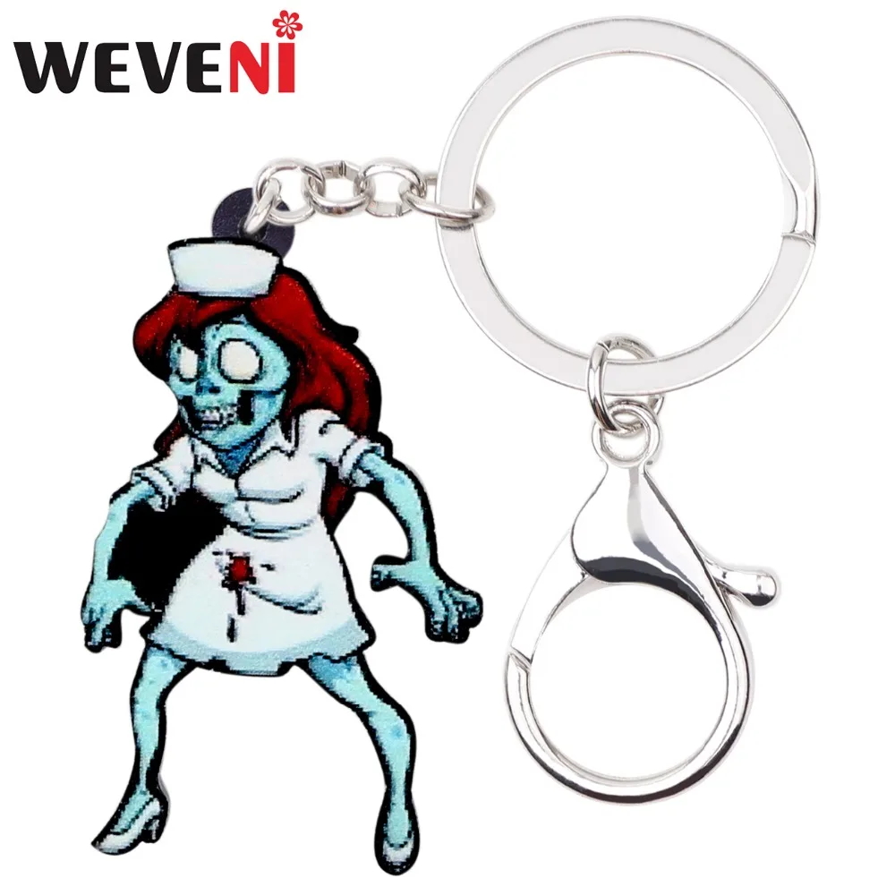 WEVENI Acrylic Halloween Blood Nurse Zombie Key Chain Pendant Ring Pendant Original Jewelry For Women Girls Bag Car Charm Gift
WEVENI Acrylic Halloween Blood Nurse Zombie Key Chain Pendant Ring Pendant Original Jewelry For Women Girls Bag Car Charm Gift