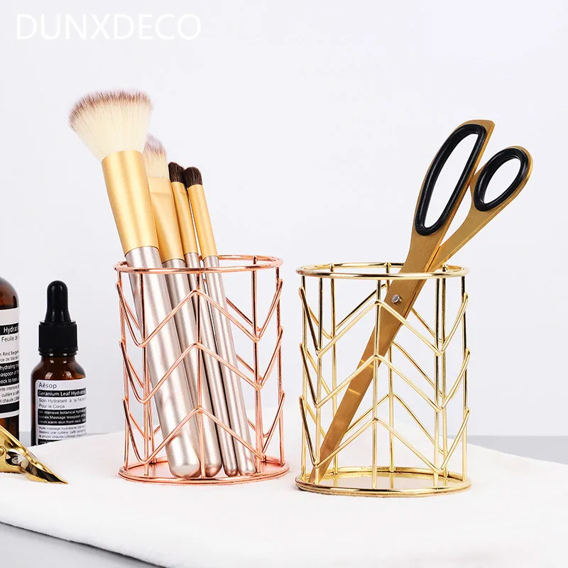 DUNXDECO Home Office Storage Modern Geometric Rose Golden Pen Holder Cosmetic Brush Container Table Multifunction Organiser
DUNXDECO Home Office Storage Modern Geometric Rose Golden Pen Holder Cosmetic Brush Container Table Multifunction Organiser