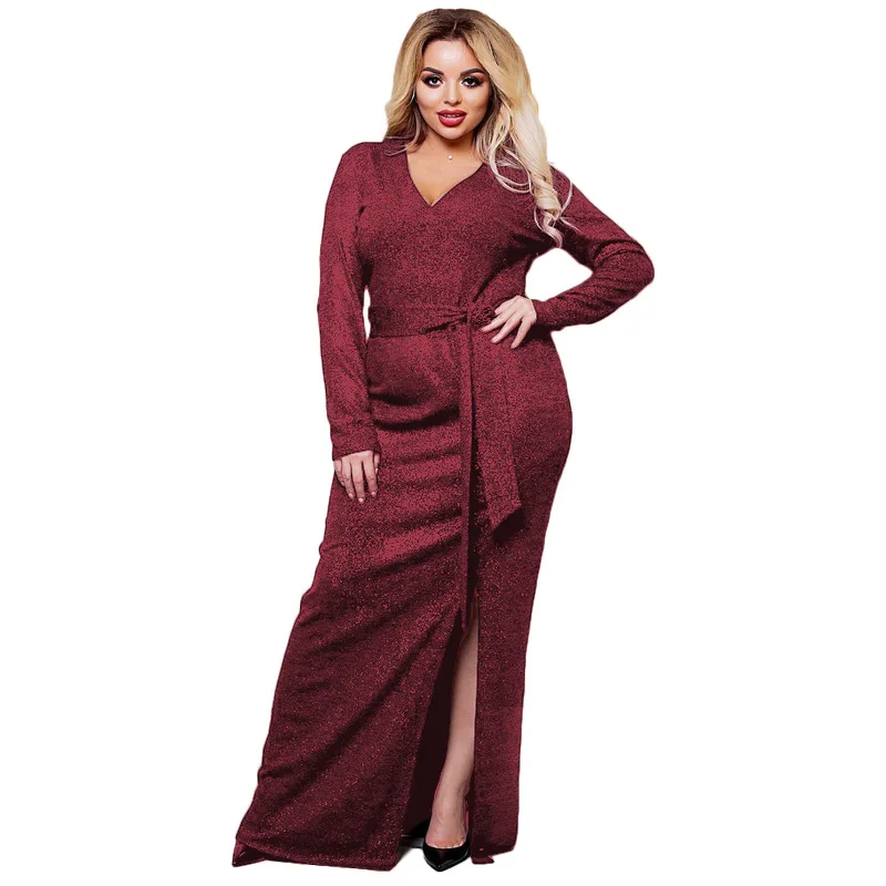 5XL 6XL 2018 Big size Long Dress Split Autumn Winter Shiny Dresses Plus Size Elegant Dress Large Size Bandage vestidos
5XL 6XL 2018 Big size Long Dress Split Autumn Winter Shiny Dresses Plus Size Elegant Dress Large Size Bandage vestidos