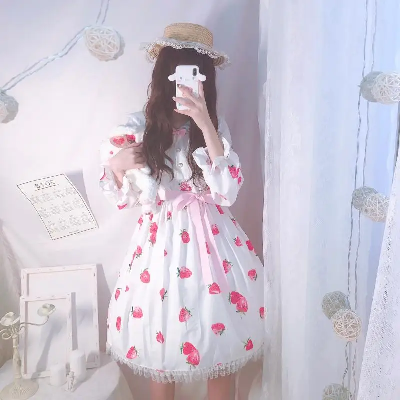 Super Cute To Alice Alice in Wonderland Fairytale OP Lolita Dress Half Sleeve Strawberry Collar Fancy 2019 Dolly Dress
Super Cute To Alice Alice in Wonderland Fairytale OP Lolita Dress Half Sleeve Strawberry Collar Fancy 2019 Dolly Dress