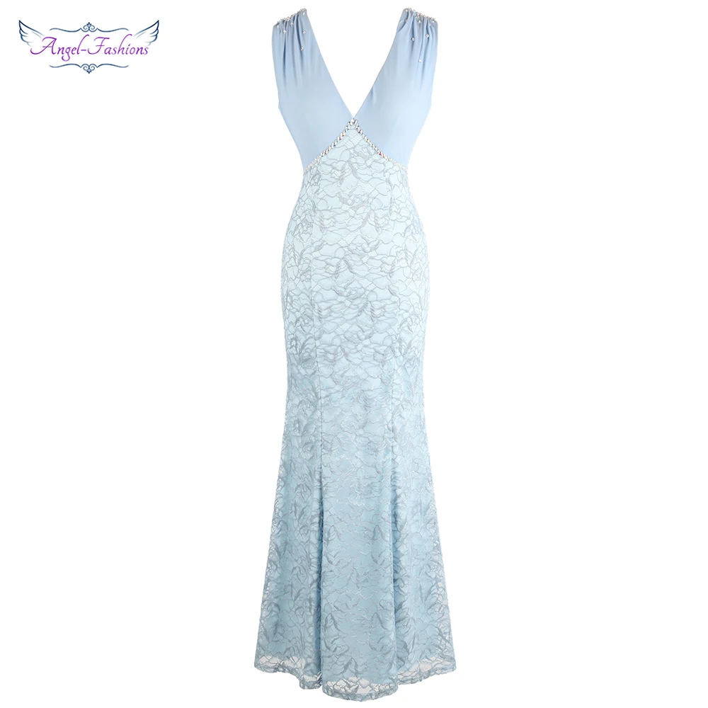 Angel-fashions Women's V Neck Evening Dress Beading Wedding Party Gown Lace Dress Long W-190419-S
Angel-fashions Women's V Neck Evening Dress Beading Wedding Party Gown Lace Dress Long W-190419-S