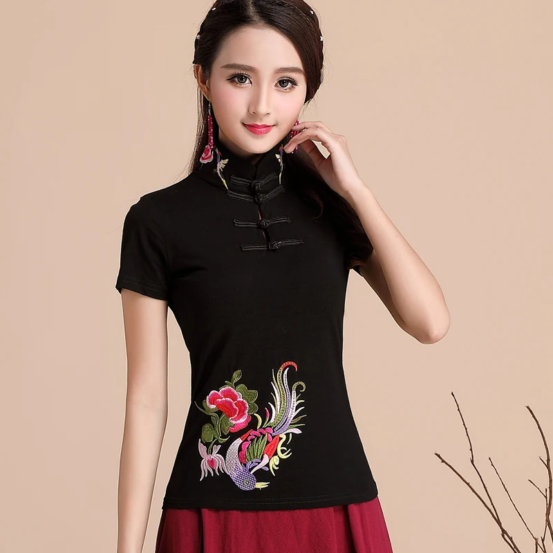 Chinese Style Clothing Women Black Embroidery Folk Retro Vintage Shirt Female Ethinc Blouse Spring Ladies Chinese Tops TA1371
Chinese Style Clothing Women Black Embroidery Folk Retro Vintage Shirt Female Ethinc Blouse Spring Ladies Chinese Tops TA1371