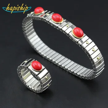 Hapiship 1 Set Women's Jewelry 9mm Width Stainless Steel Opals Elastic Bracelet Ring Size 7.5 For Best Friend Wife Gift MY02
Hapiship 1 Set Women's Jewelry 9mm Width Stainless Steel Opals Elastic Bracelet Ring Size 7.5 For Best Friend Wife Gift MY02