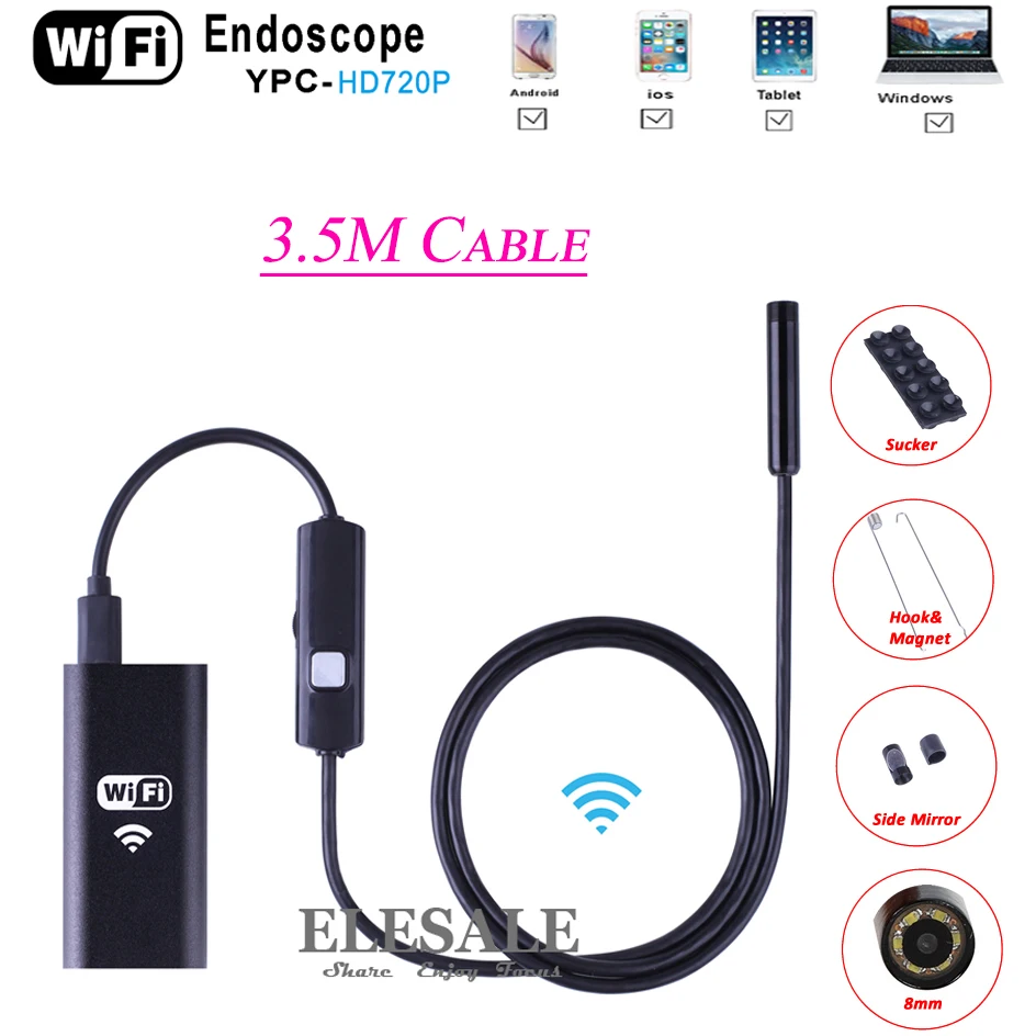 8mm 5M Wireless Wifi Endoscope Android Camera Borescope HD 720P Waterproof Inspection IOS Iphone Endoscope Camera
8mm 5M Wireless Wifi Endoscope Android Camera Borescope HD 720P Waterproof Inspection IOS Iphone Endoscope Camera