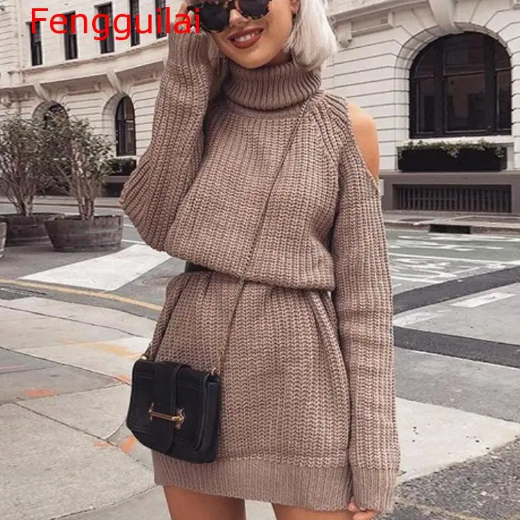 Fengguilai Autumn Winter Turtleneck Off Shoulder Knitted Sweater Dress Women Solid Slim Plus Size Long Pullovers Knitting Jumper
Fengguilai Autumn Winter Turtleneck Off Shoulder Knitted Sweater Dress Women Solid Slim Plus Size Long Pullovers Knitting Jumper