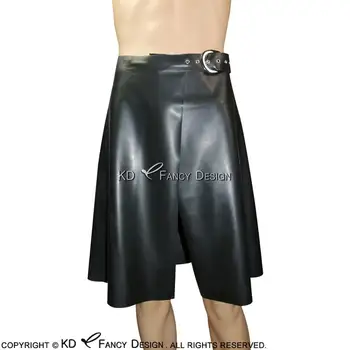 Black Sexy Latex Kilt Skirts With Belts Short Rubber Bottoms Uniform DQ-0008