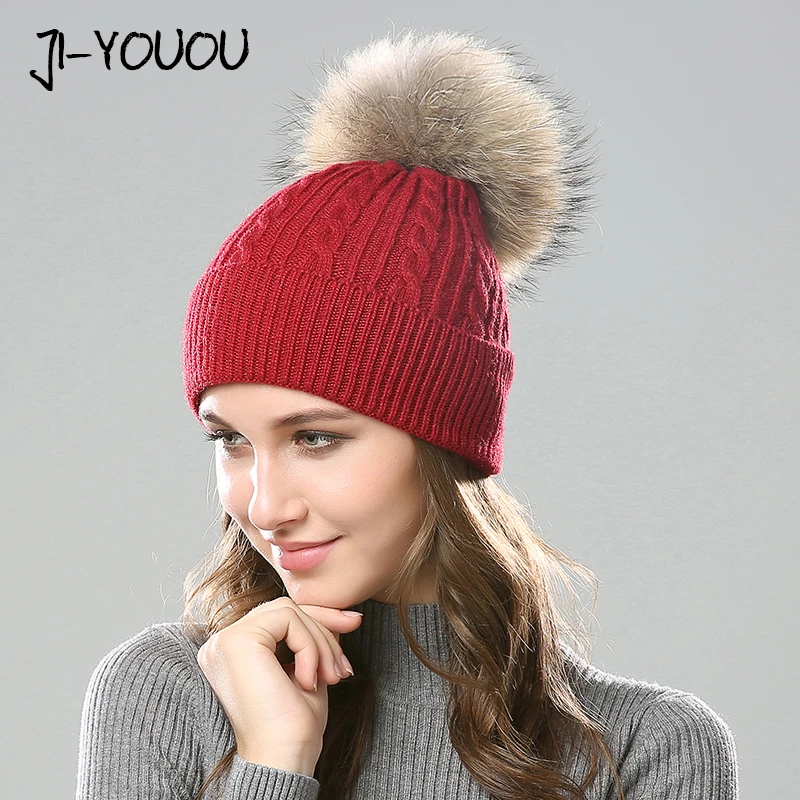 JIYOUOU hat with pompom fur hat pompom gorros de lana winter beanie raccoon fur ball hat A cap Thicker Women's cap
JIYOUOU hat with pompom fur hat pompom gorros de lana winter beanie raccoon fur ball hat A cap Thicker Women's cap
