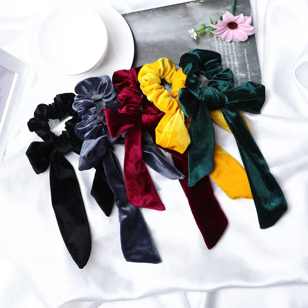New Women Elastic Hair Band Velvet Scrunchies Girls Long Tassel Hair Ties Solid Color Big Bow Hair Ropes Women Hair Accessories
New Women Elastic Hair Band Velvet Scrunchies Girls Long Tassel Hair Ties Solid Color Big Bow Hair Ropes Women Hair Accessories