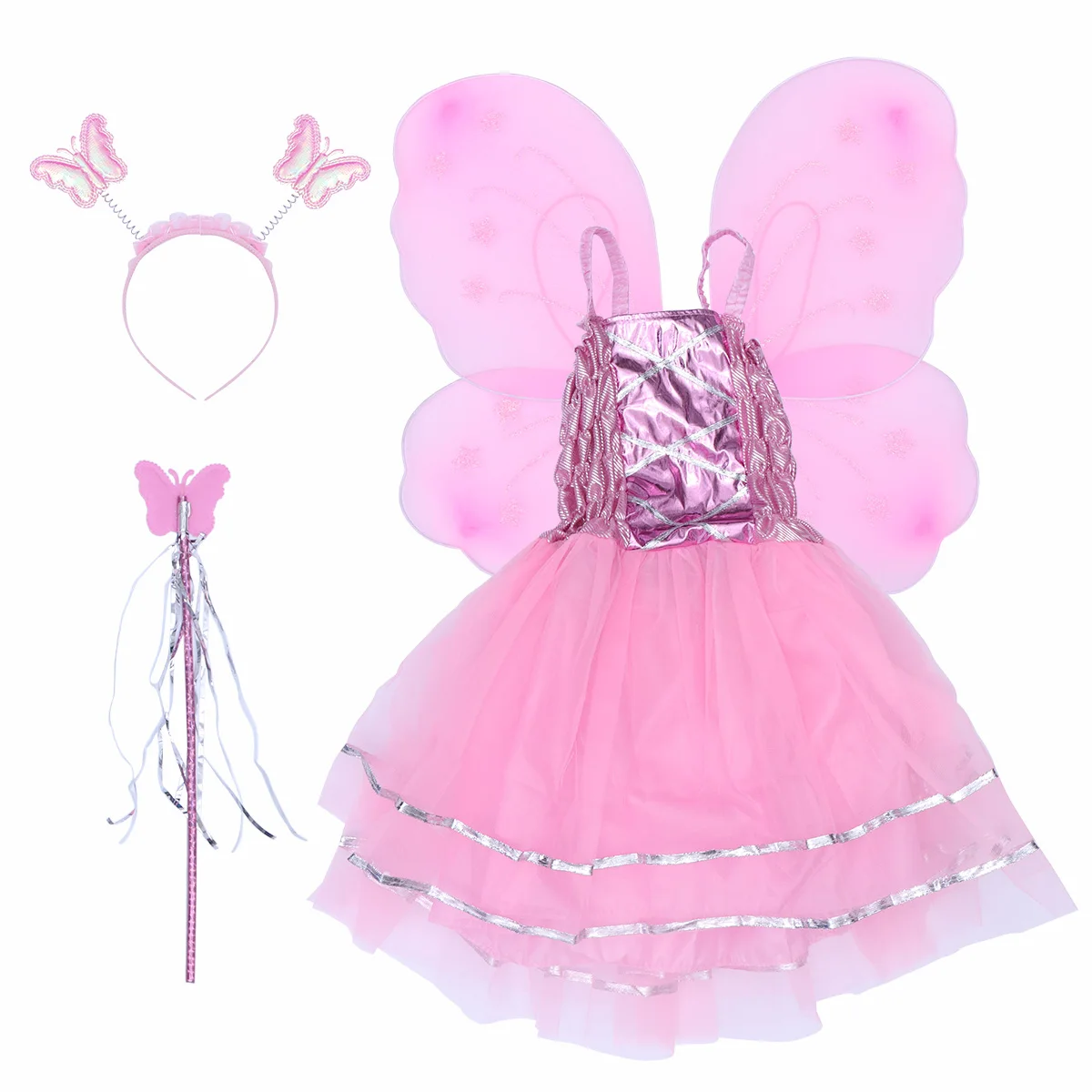 4 Pcs Kids Sling Dress Set Flower Fairy Exquisite Butterfly Angel Wings Toddlers Costume Skirt Set Girls Jumpsuit
4 Pcs Kids Sling Dress Set Flower Fairy Exquisite Butterfly Angel Wings Toddlers Costume Skirt Set Girls Jumpsuit