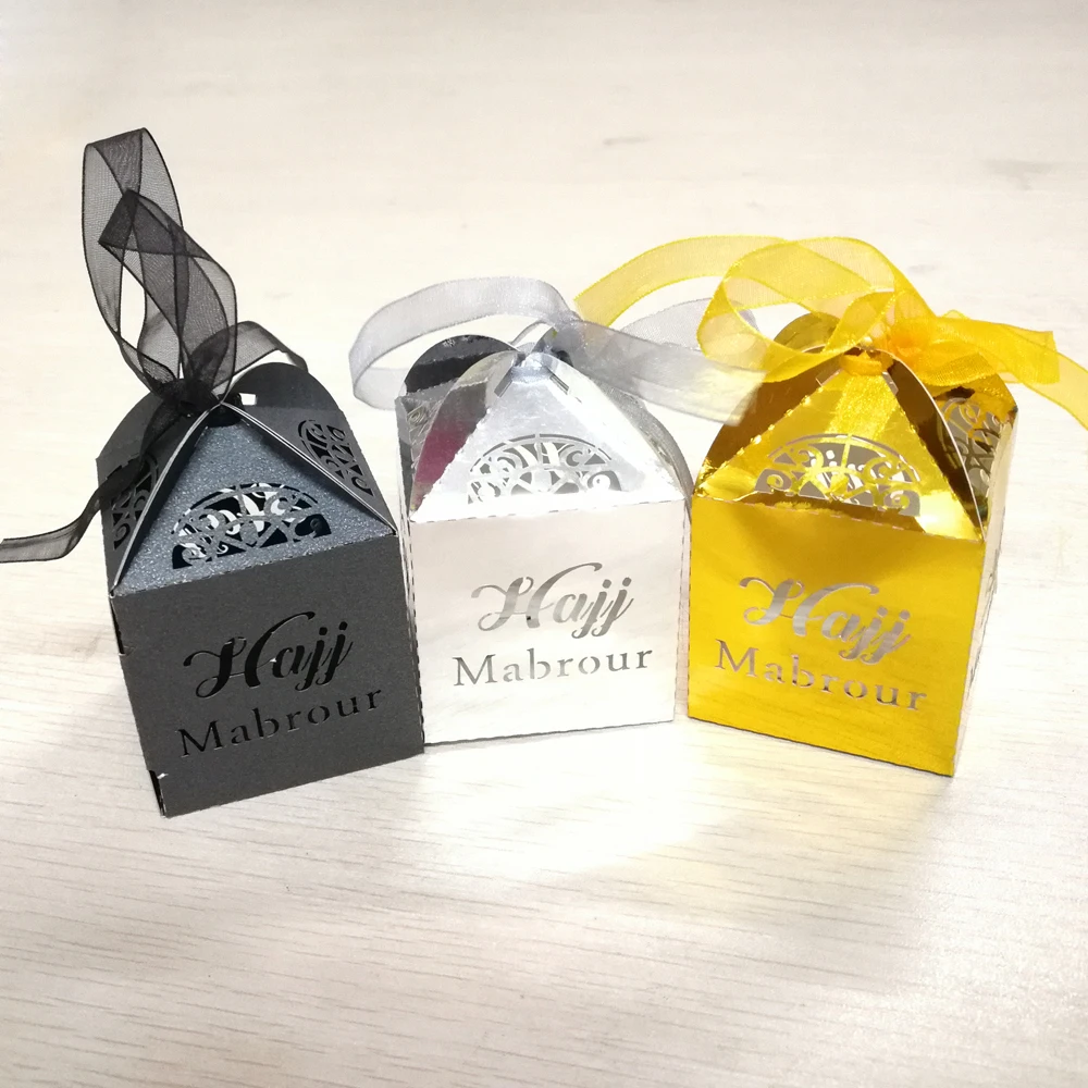 50pcs 3 Colors Gold Silver Black Hajj Mabrour Candy Gift Box For Muslim Hajj Party Decoration Candy Box Size 5*5*8cm
50pcs 3 Colors Gold Silver Black Hajj Mabrour Candy Gift Box For Muslim Hajj Party Decoration Candy Box Size 5*5*8cm