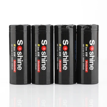 Soshine 26650 3.7V 5500mah Li-ion 7A 20.35Wh Protected Micro USB Rechargeable Battery
Soshine 26650 3.7V 5500mah Li-ion 7A 20.35Wh Protected Micro USB Rechargeable Battery