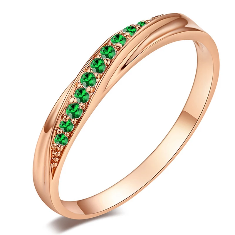 AMORUI Simple Round Wedding Band AAA Cubic Zirconia Engagement Ring Bijoux Bague Femme Rose GoldSilver Ring Anillos Mujer Gift (5)