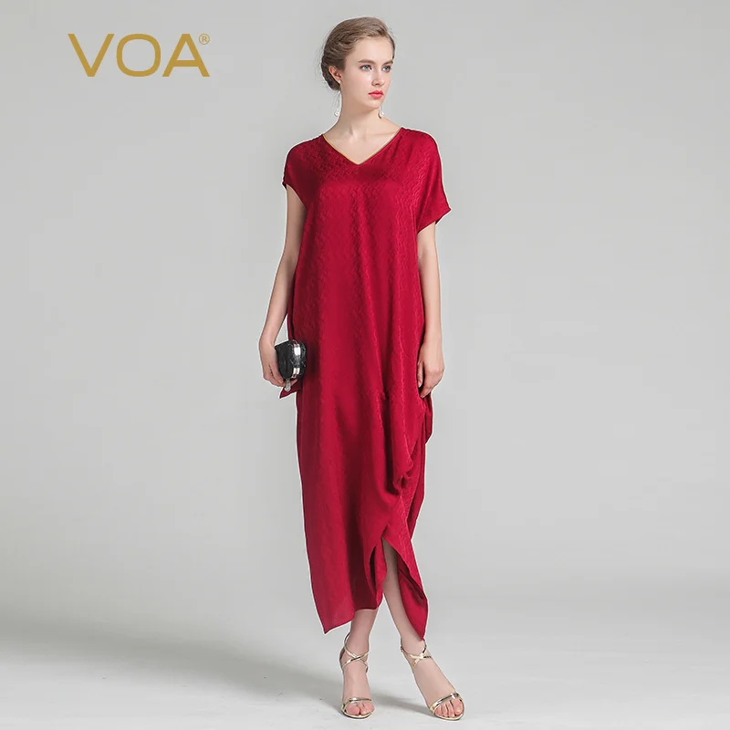VOA Summer Chinese Red V-neck Silk Loose Irregular Dresses 2017 Fashion Short Sleeve Plus Size Women Vintage Long Dress ALJ00601
VOA Summer Chinese Red V-neck Silk Loose Irregular Dresses 2017 Fashion Short Sleeve Plus Size Women Vintage Long Dress ALJ00601