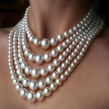 Luxury New Women Fashion choker Multi-layered tassels Milk White big Pearls Necklace Beads Statement Collar Necklace jewelry
Luxury New Women Fashion choker Multi-layered tassels Milk White big Pearls Necklace Beads Statement Collar Necklace jewelry
