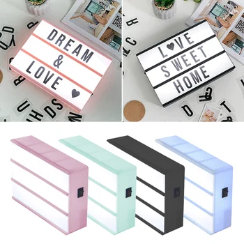 A6 Size LED Combination Night Light Box Lamp DIY Black Letters Cards AA Battery Cinema Lightbox