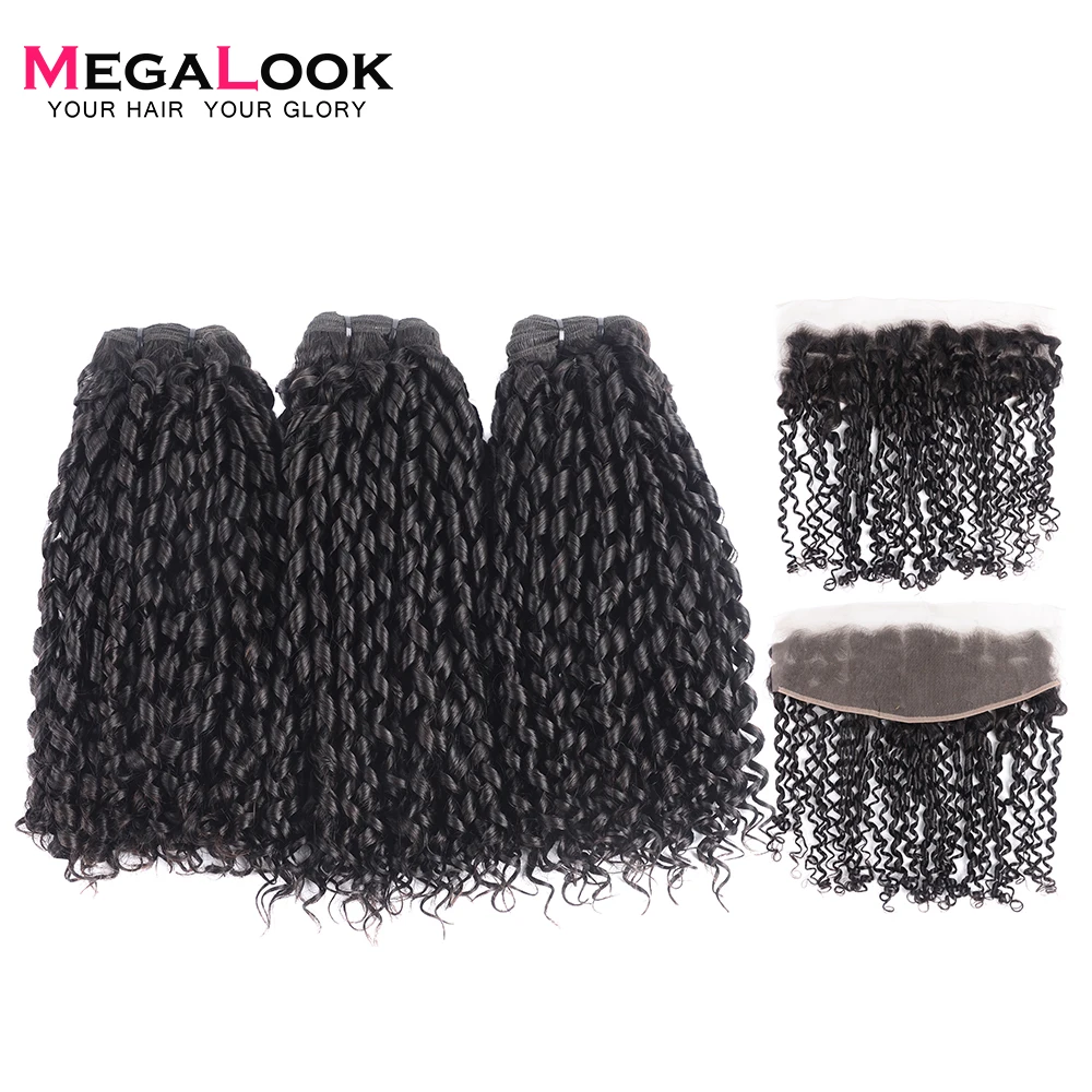 Megalook Brazilian Hair Weave Bundles with Frontal Pissy Curl Bundles with Lace Frontal Ear to Ear 100% Remy Human Hair
Megalook Brazilian Hair Weave Bundles with Frontal Pissy Curl Bundles with Lace Frontal Ear to Ear 100% Remy Human Hair
