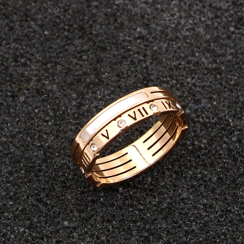 2018 Shell And Crystal Inlay Ring Rose Gold Color Fashion Titanium Steel Roman Numeral Jewelry Birthday Gift Woman Weeding
2018 Shell And Crystal Inlay Ring Rose Gold Color Fashion Titanium Steel Roman Numeral Jewelry Birthday Gift Woman Weeding