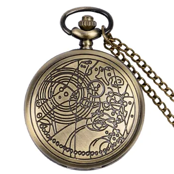 

Fashion Bronze Dr. Doctor Who Theme Pocket Watch With Chain Vintage Pendant Pocket Watches Retro Jewelry with Necklace Gifts