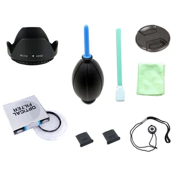 9 in1 49 52 55 58 62 67 72 77 82mm lens UV filter + cap cover + lens cap line + lens hood + 2 hot shoe + cloth + CCD+ Air Blow
9 in1 49 52 55 58 62 67 72 77 82mm lens UV filter + cap cover + lens cap line + lens hood + 2 hot shoe + cloth + CCD+ Air Blow
