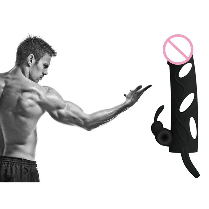 Reusable Condom Male Lock Cock Ring Penis Delay Lasting Exlarger Vibrator Realistic Penis Sleeve Penis Extension Set For Man O2
