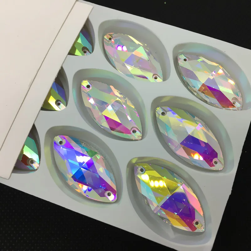 Crystal Clear AB Navette Sew on Rhinestones Flatback 2 holes Marquise Sewing Glass Crystals 5x10,6x12,7x15,9x18,13x22,15x31mm
Crystal Clear AB Navette Sew on Rhinestones Flatback 2 holes Marquise Sewing Glass Crystals 5x10,6x12,7x15,9x18,13x22,15x31mm