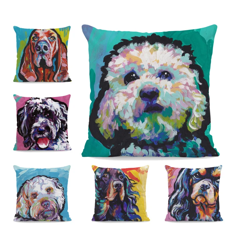 Colorful Oil Painting Dogs Cover Pillows English Bulldog Shepherd Dog Cushion Covers Home Sofa Decoration Peach Skin Pillowcase
Colorful Oil Painting Dogs Cover Pillows English Bulldog Shepherd Dog Cushion Covers Home Sofa Decoration Peach Skin Pillowcase