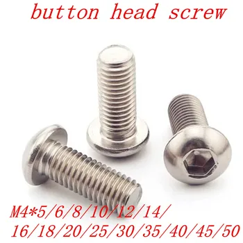 20pcs M4 Bolt A2-70 Button Head Socket Screw Bolt SUS304 Stainless Steel M4*(6/8/10/12/14/16/18/20/22/25/30/35/40/45/50) mm
20pcs M4 Bolt A2-70 Button Head Socket Screw Bolt SUS304 Stainless Steel M4*(6/8/10/12/14/16/18/20/22/25/30/35/40/45/50) mm