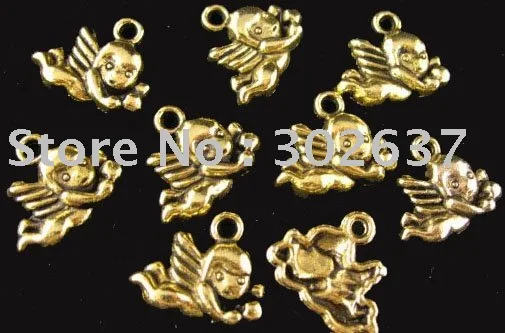 

FREE SHIPPING 180pcs Antiqued gold cute angel drops A1380G