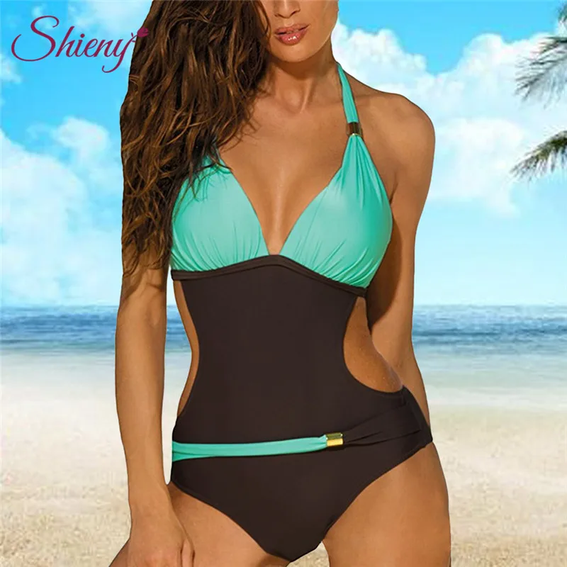 Shieny 2019 Sexy Women Summer One-piece Swimsuit Contrast Block Halter Backless Beach Swimwear Bathing Suit Monokini Swimsuit
Shieny 2019 Sexy Women Summer One-piece Swimsuit Contrast Block Halter Backless Beach Swimwear Bathing Suit Monokini Swimsuit