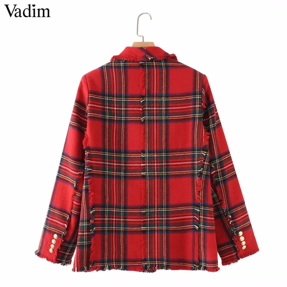 Твидовый пиджак Vadim CA106 женский в клетку с кисточками|Пиджаки| |
