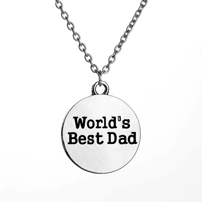 Серебряная гравировка буквы Миры лучший папа круглый кулон ожерелье Изысканный