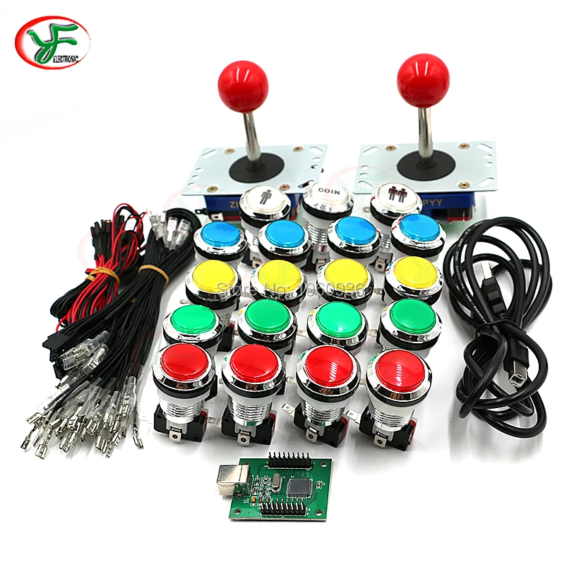 DIY Kit Zero Delay Arcade USB энкодер для ПК PS3 ZIPPY джойстик + хромированная LED подсветка кнопка