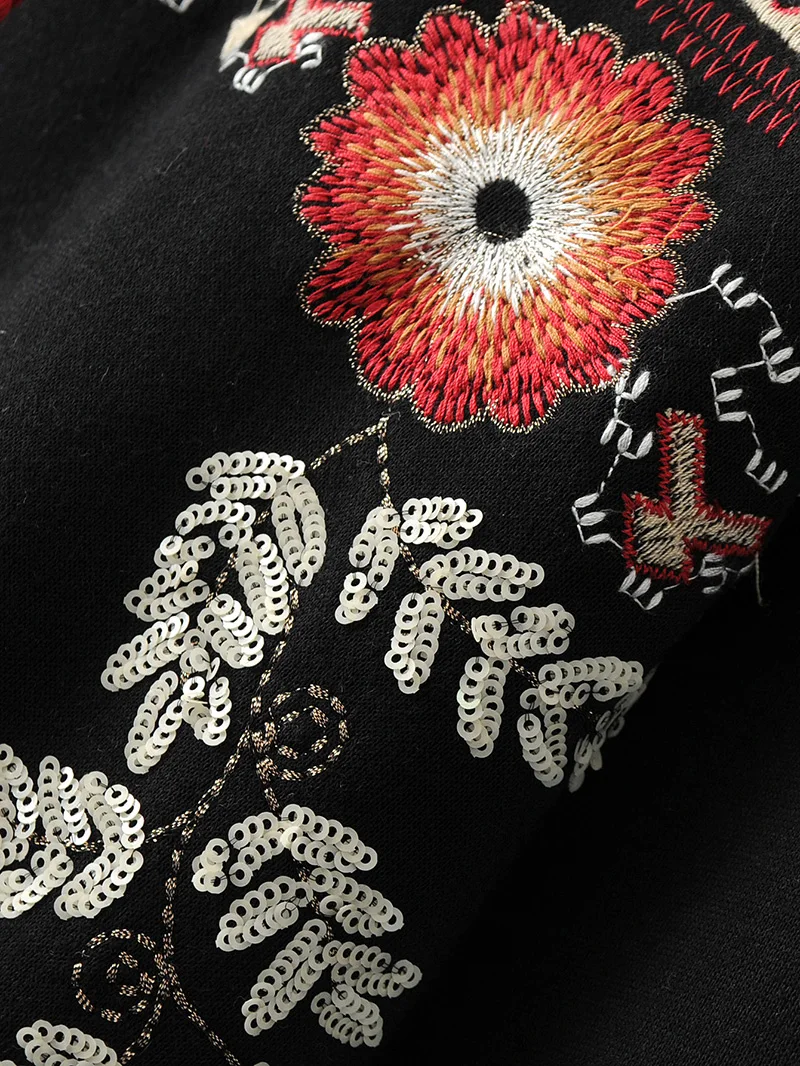 ShejoinSheenjoy Hooded Long Sleeve Loose Hoodies Women Fashion Black Vintage Floral Geometric Embroidery Sweatshirt Pullovers (17)